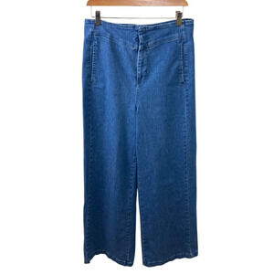 Anthropologie Pilcro 30 Wide Leg High Rise Denim Jeans Button Back Detail